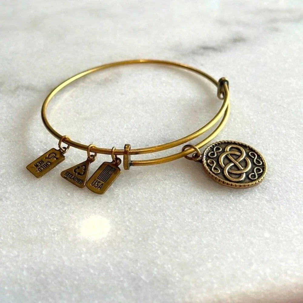 Celtic Knot Adjustable Gold Bangle Bracelet Stackable